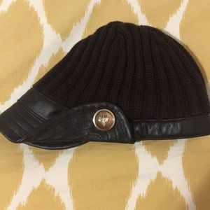 Gucci brown wool and leather hat